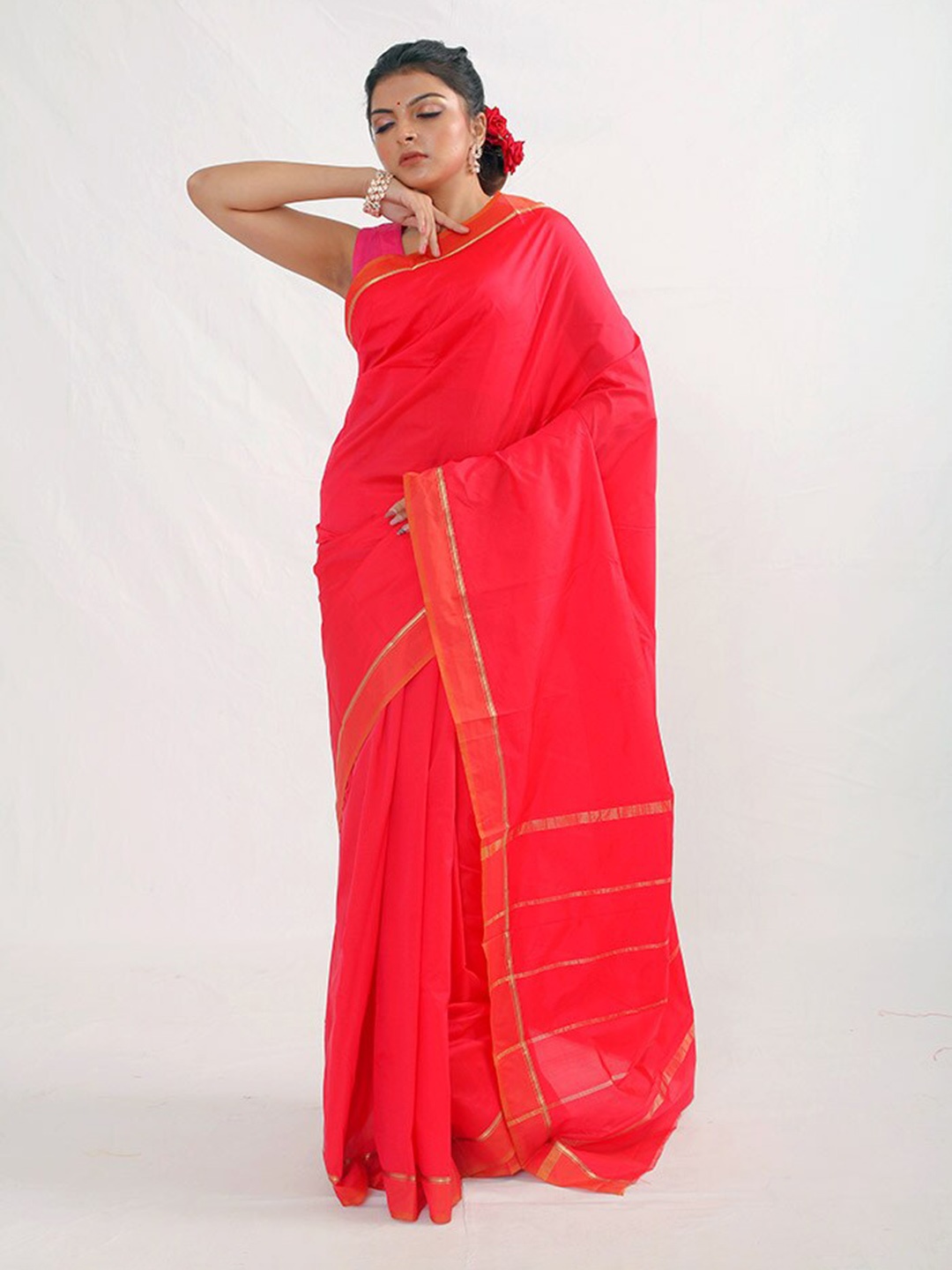 

AllSilks Zari Pure Silk Kanjeevaram Saree, Red