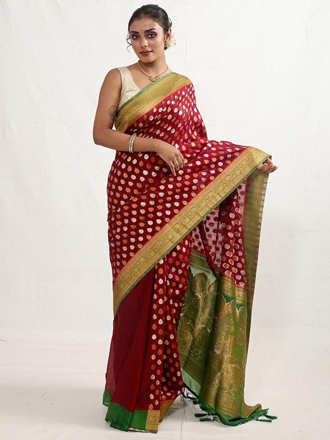 

AllSilks Ethnic Motifs Woven Design Saree, Maroon