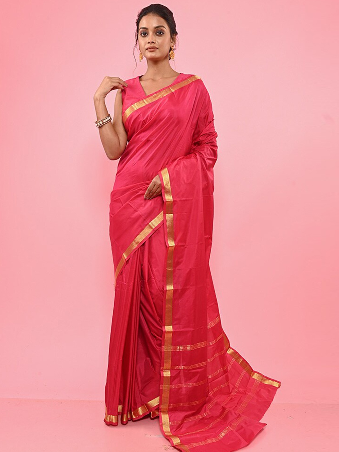 

AllSilks Pure Silk Kanjeevaram Saree, Pink