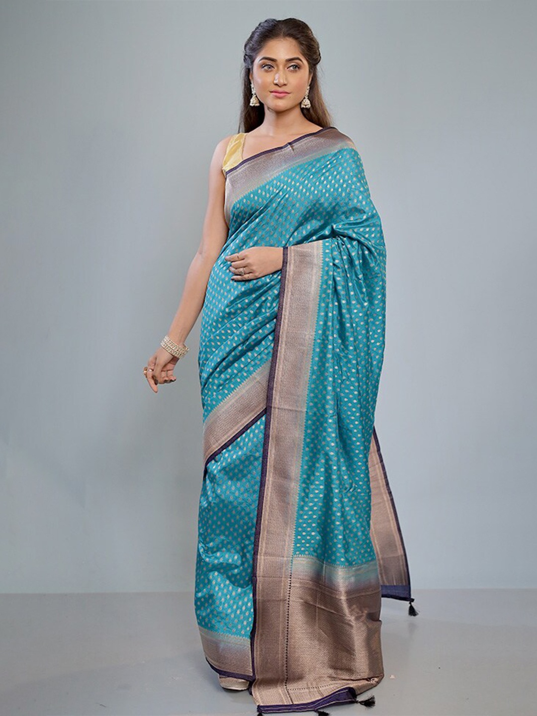 

AllSilks Ethnic Motifs Woven Design Saree, Green