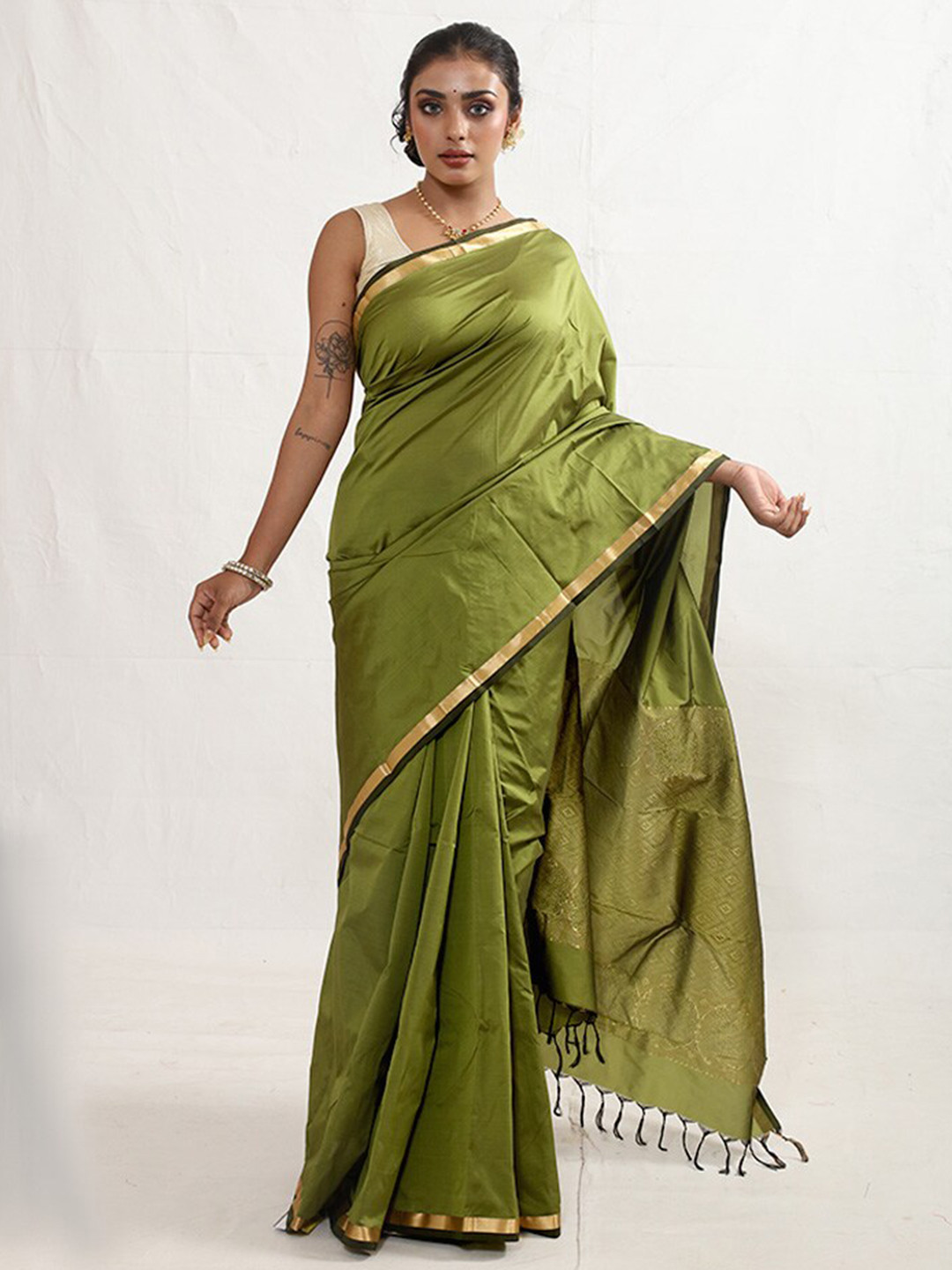 

AllSilks Pure Silk Kanjeevaram Saree, Green