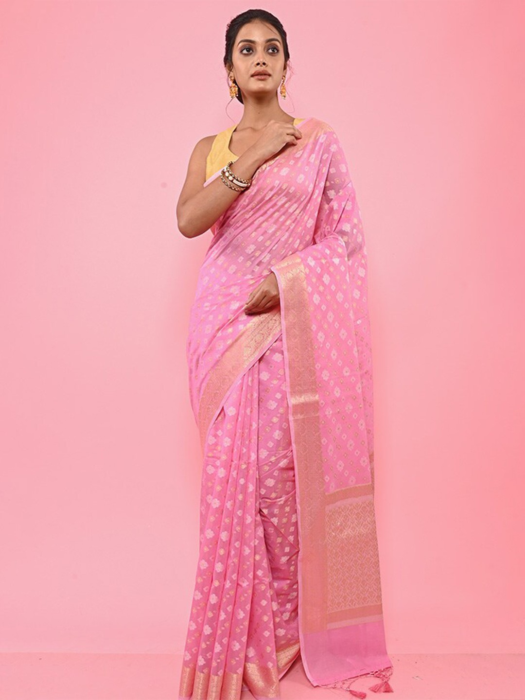 

AllSilks Pure Cotton Saree, Pink