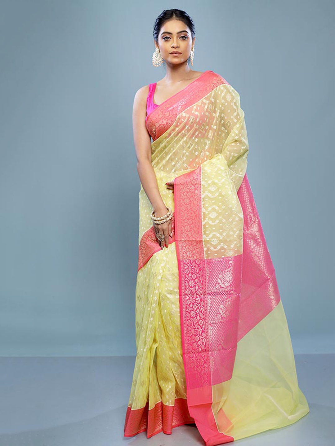 

AllSilks Ethnic Motifs Woven Design Zari Saree, Yellow