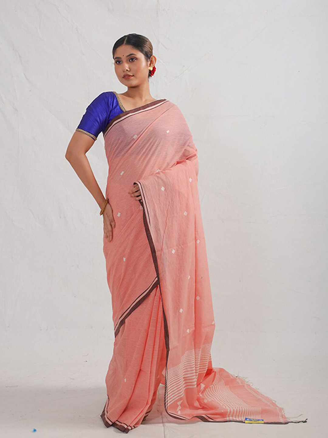 

AllSilks Geometric Woven Design Saree, Rust