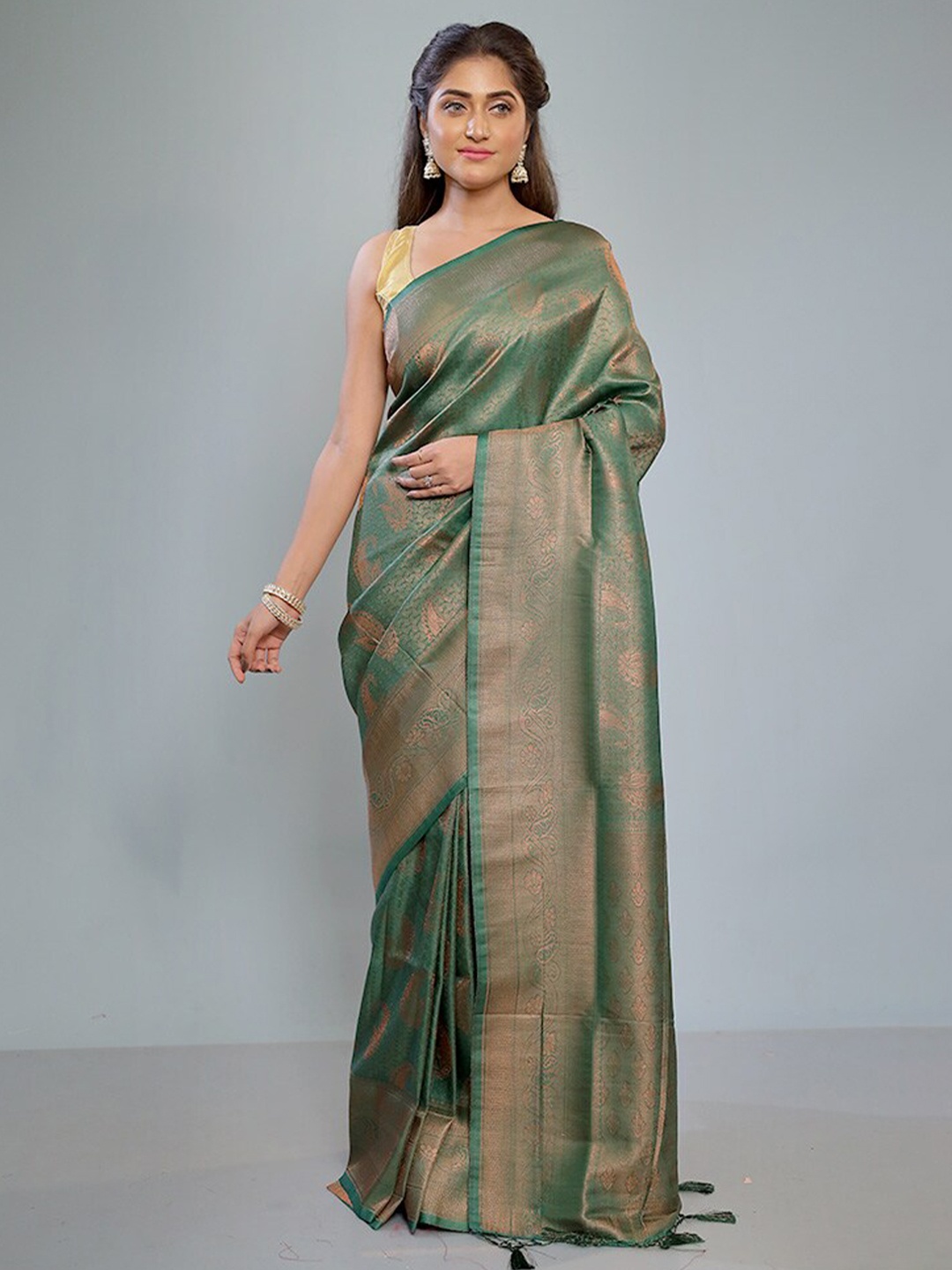 

AllSilks Woven Design Zari Saree, Green