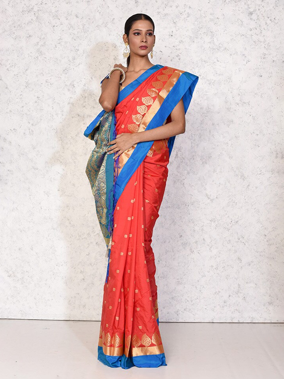 

AllSilks Woven Design Zari Pure Silk Kanjeevaram Saree, Red