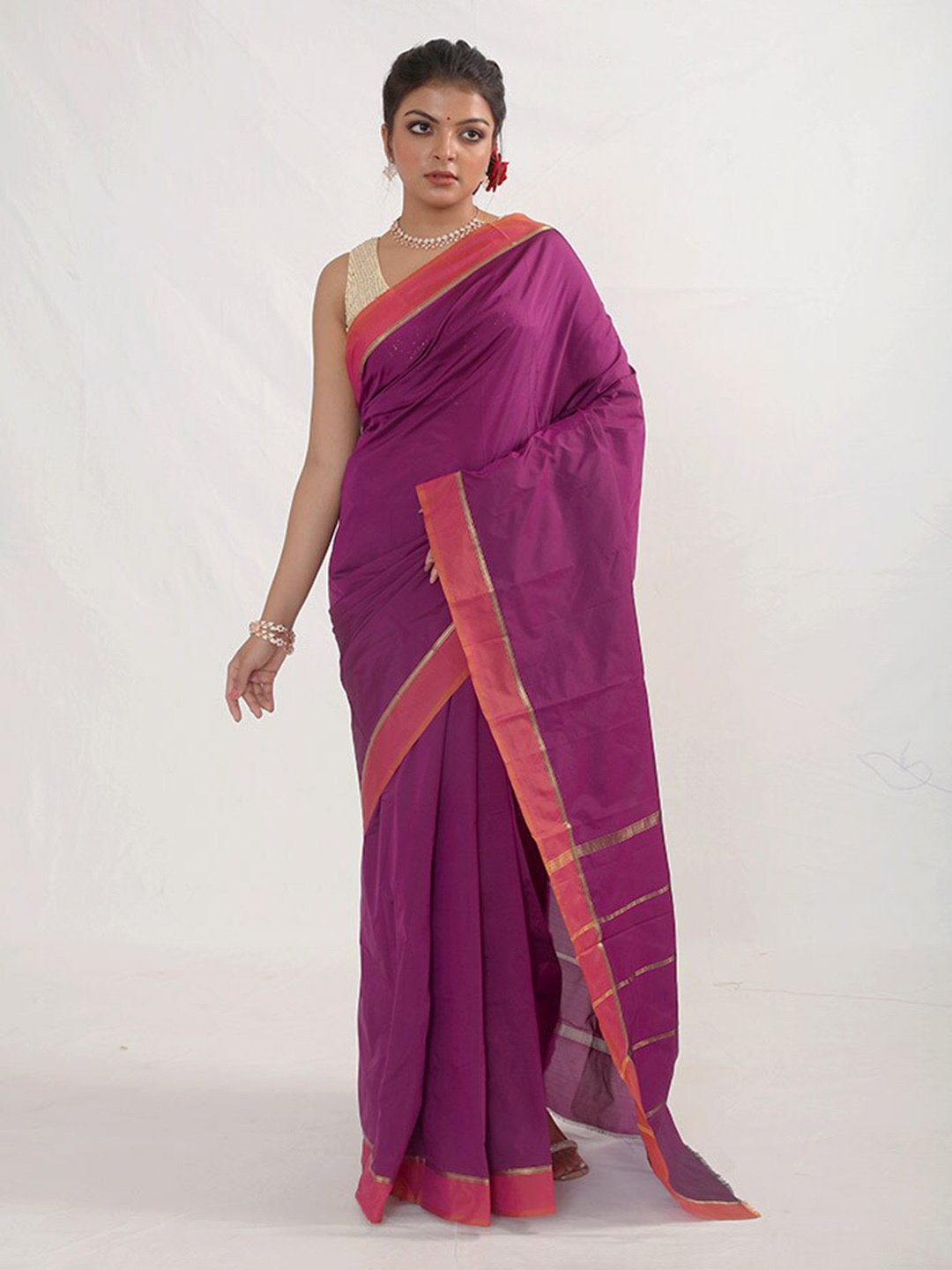 

AllSilks Woven Design Pure Silk Kanjeevaram Saree, Purple