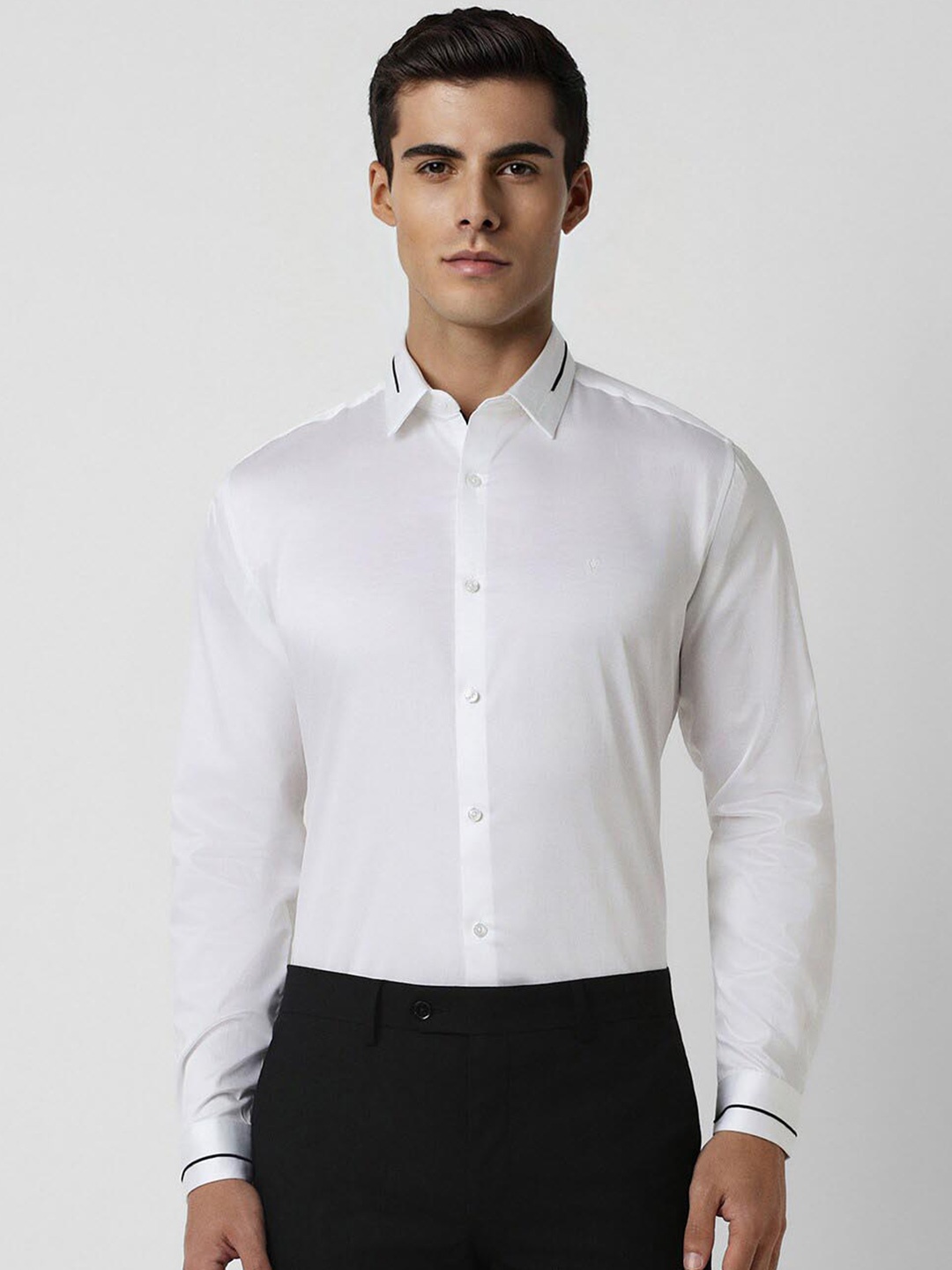 

V Dot Slim Fit Pure Cotton Party Shirt, White