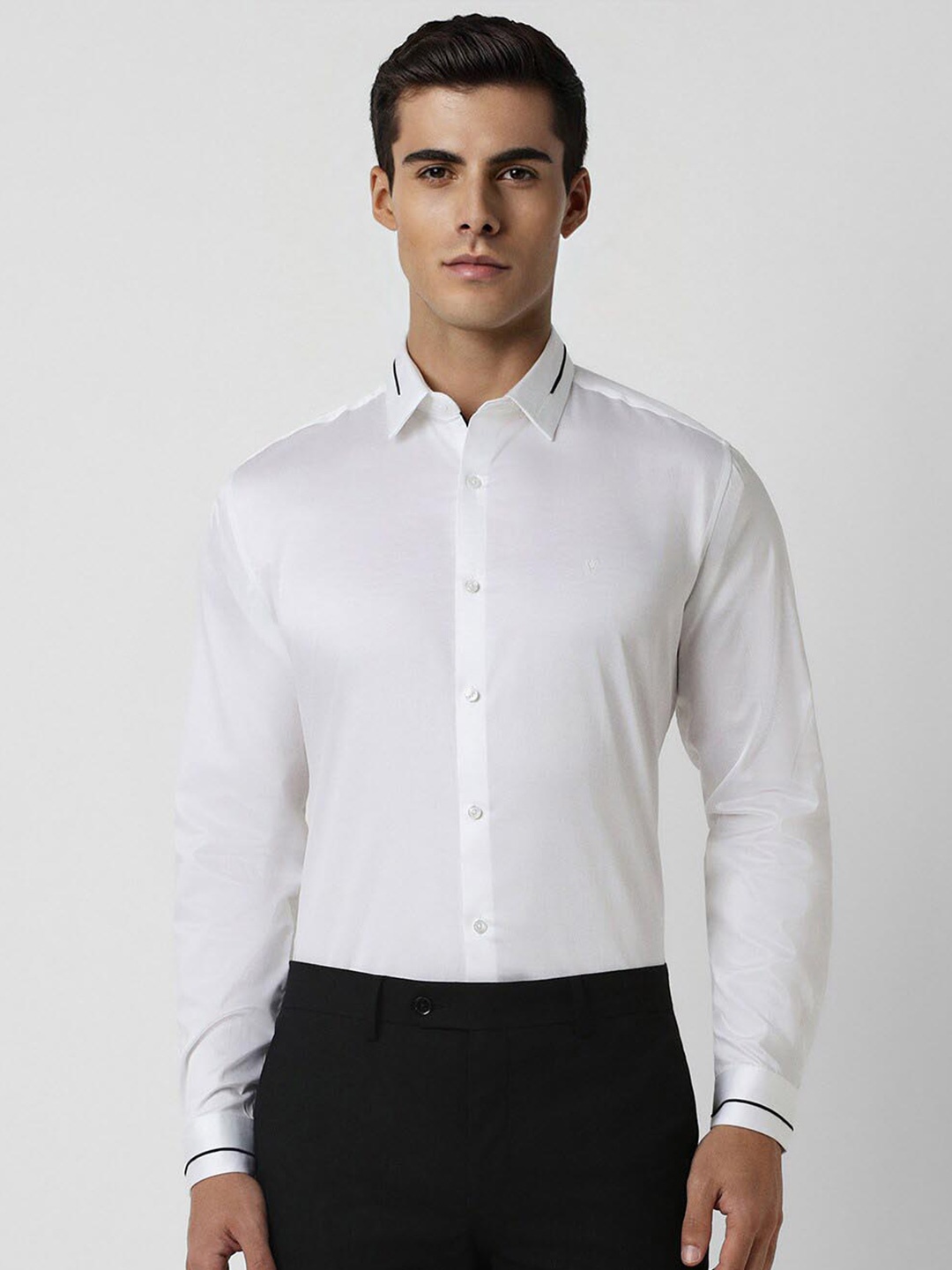 

V Dot Slim Fit Pure Cotton Party Shirt, White