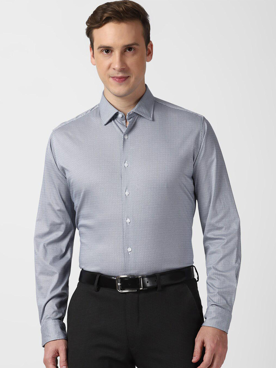 

Van Heusen Slim Fit Micro Disty Printed Pure Cotton Formal Shirt, Grey