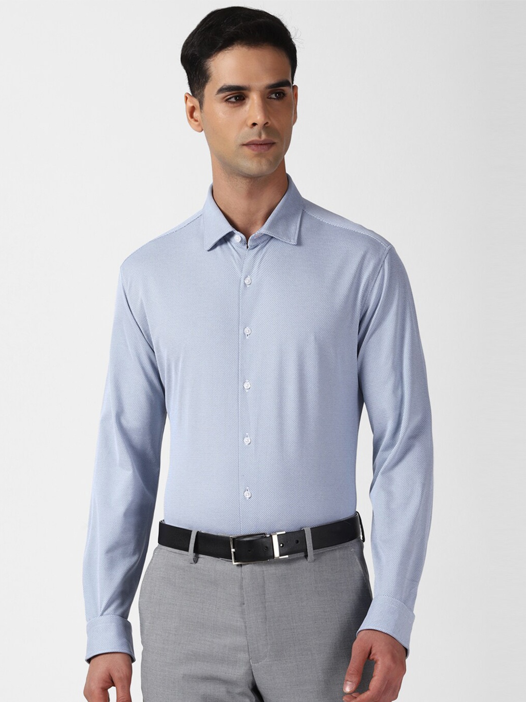 

Van Heusen Slim Fit Micro Disty Printed Formal Shirt, Blue