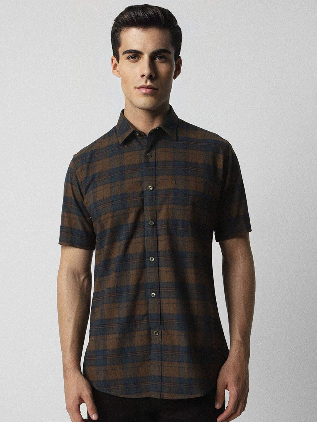 

Van Heusen Sport Slim Fit Checked Casual Shirt, Brown