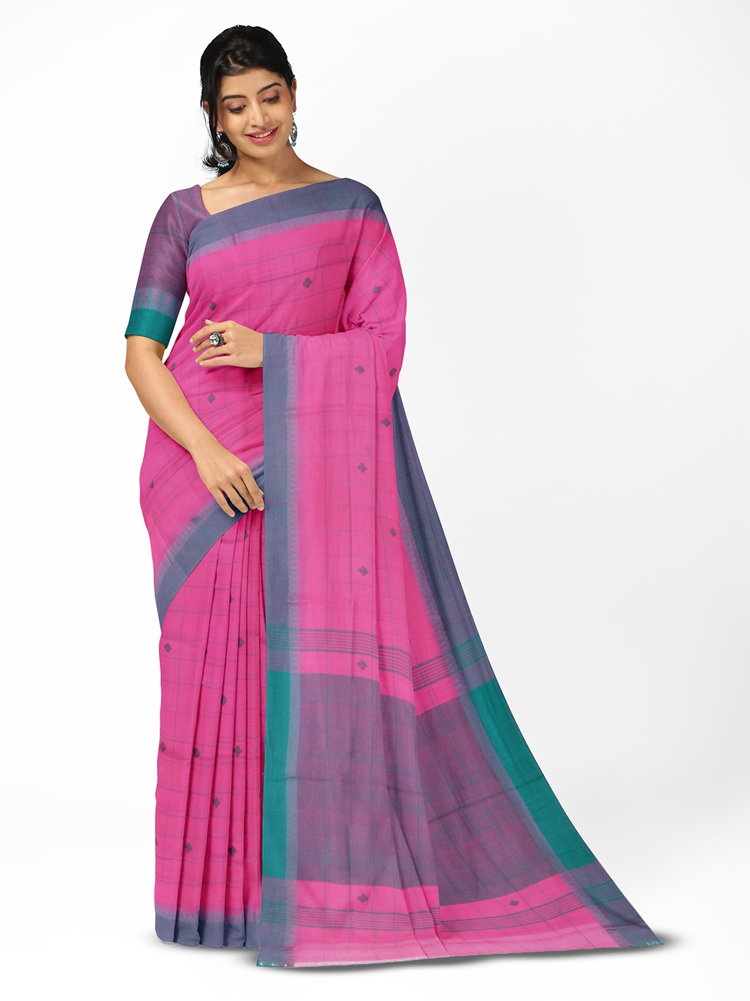 

APCO Woven Pure Cotton Saree, Pink