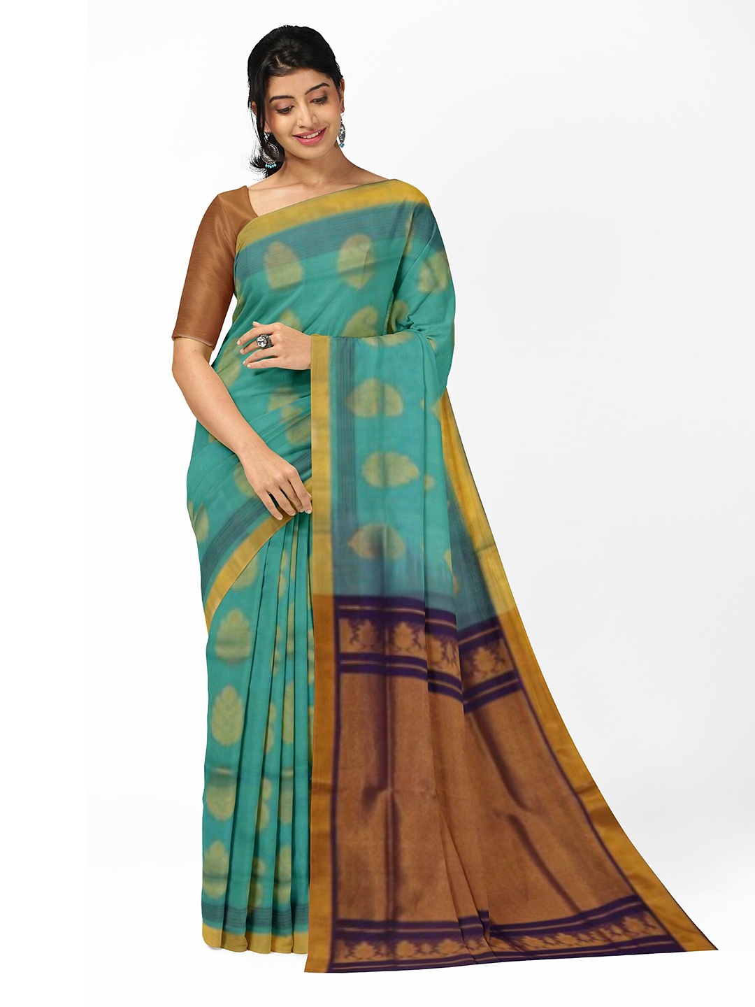 

APCO Pure Cotton Handloom Saree, Green
