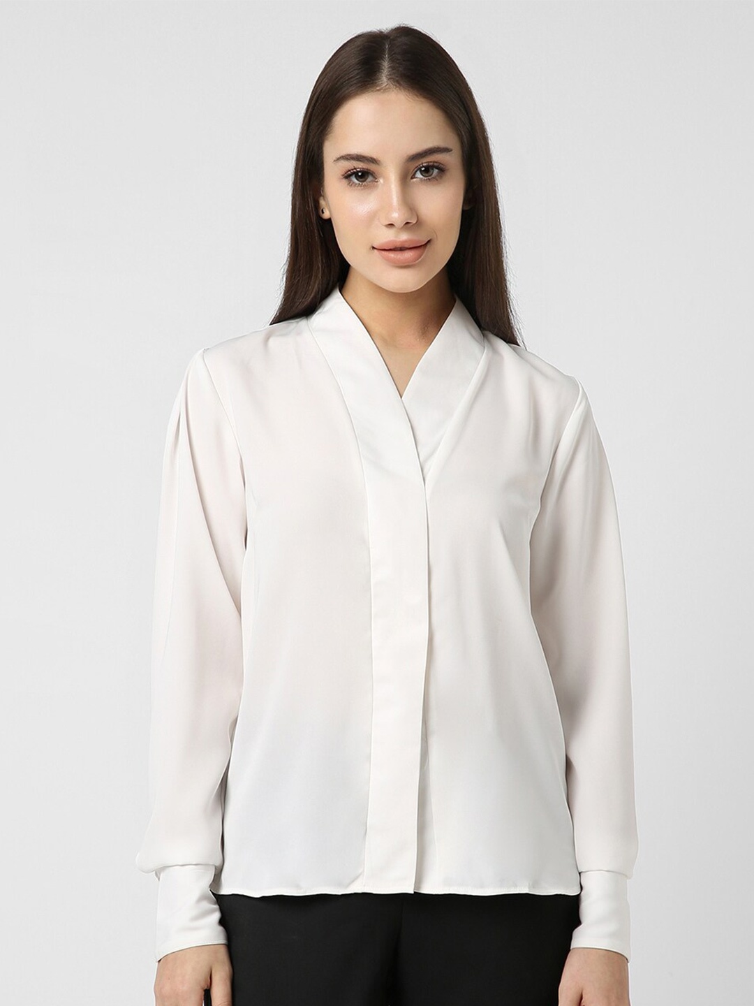 

Van Heusen Woman Shawl Collar Casual Shirt, White