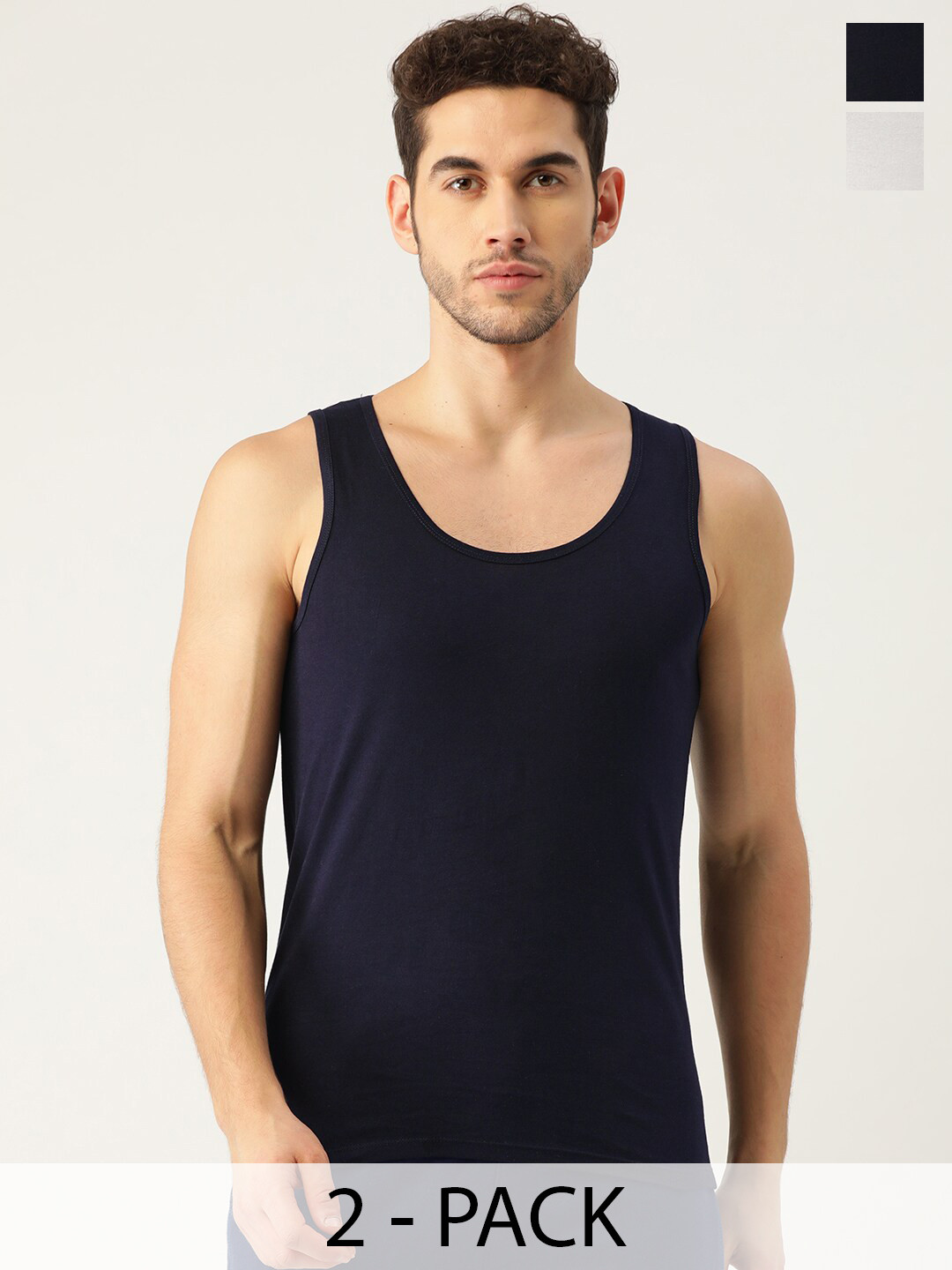

The Roadster Lifestyle Co. Men Pack of 2 Sleeveless Pure Cotton Innerwear Vests, White