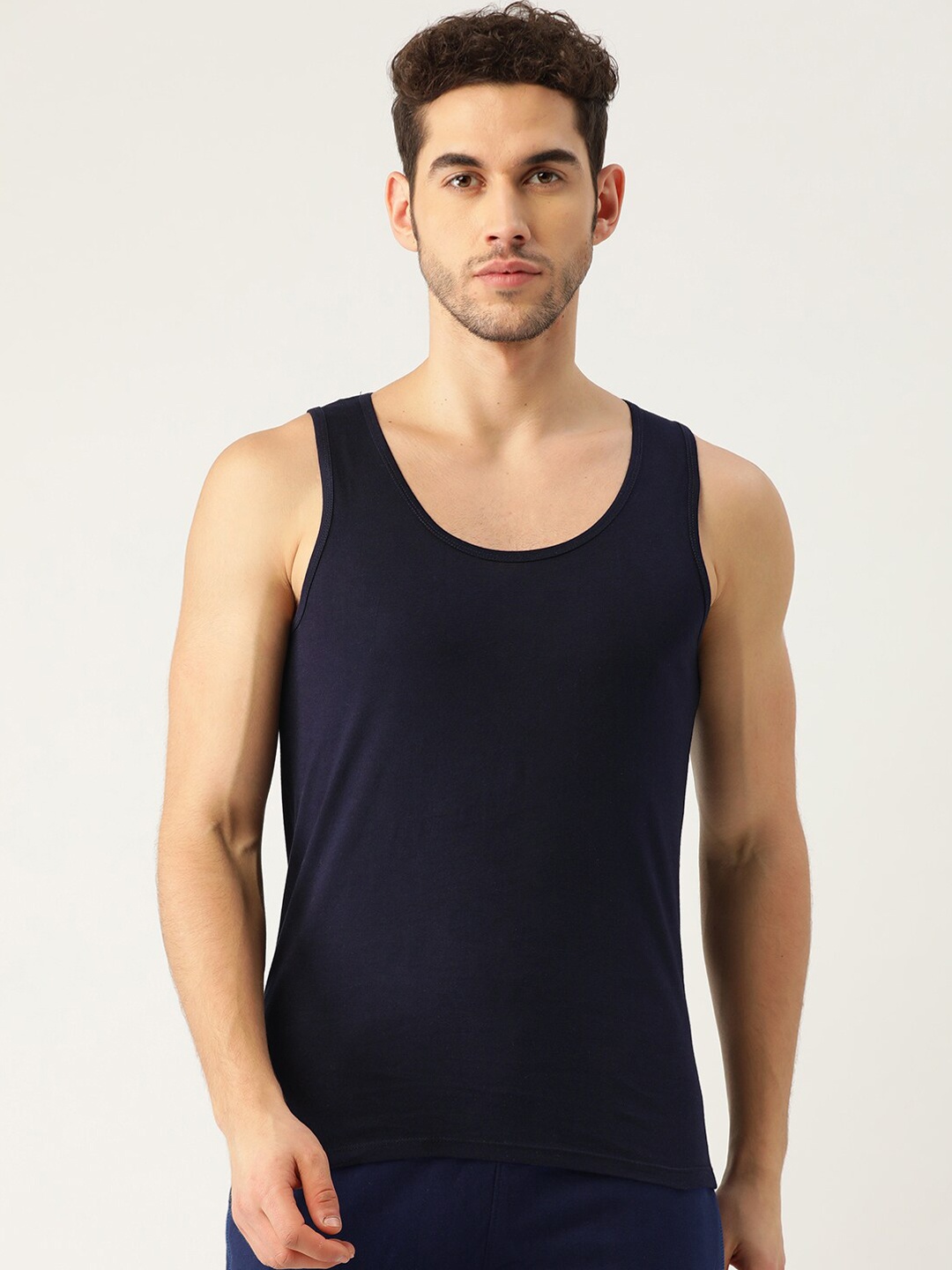 

The Roadster Lifestyle Co. Men Pure Cotton Sleeveless Innerwear Vests, Navy blue