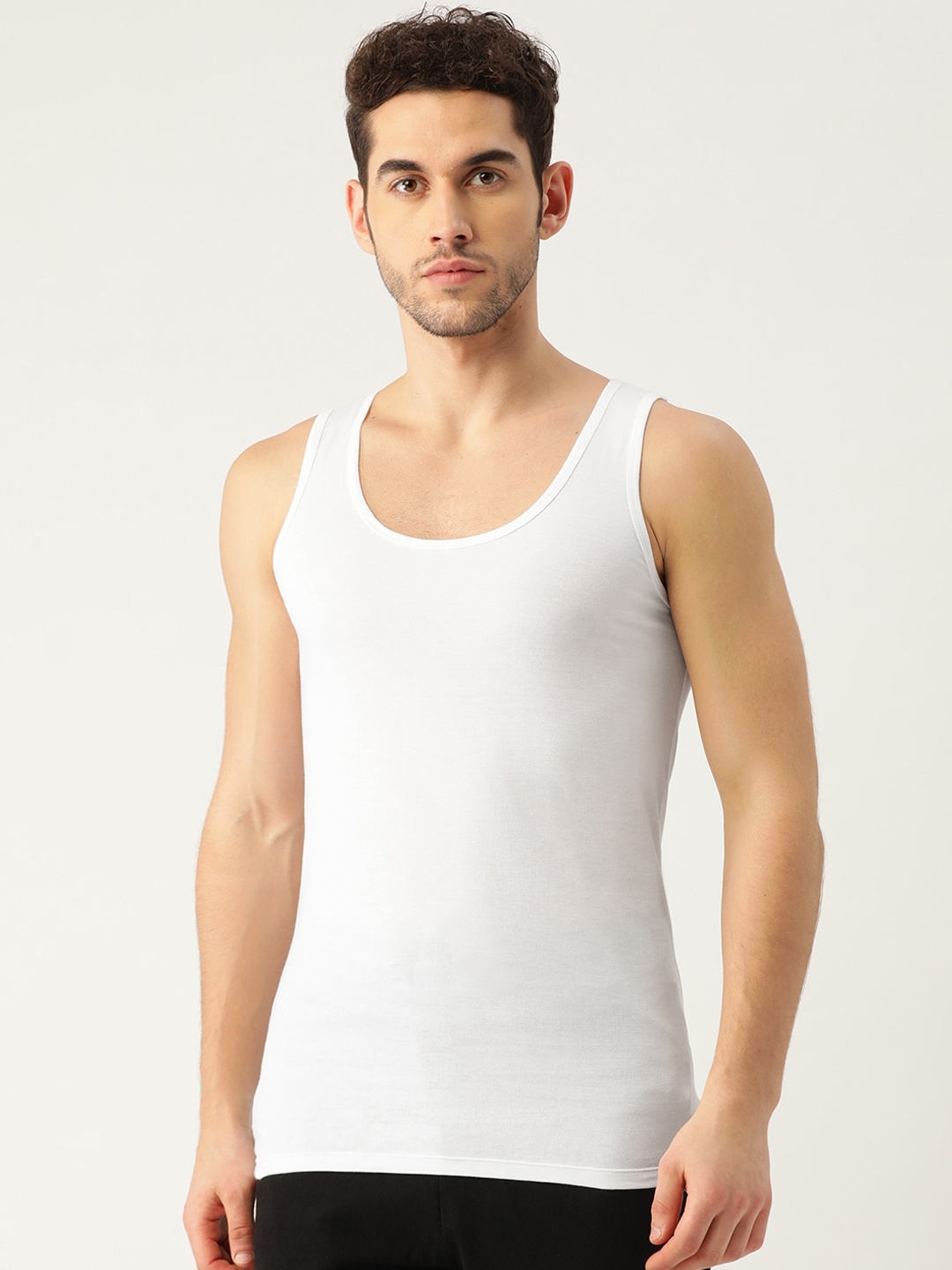 

The Roadster Lifestyle Co. White Pure Cotton Sleeveless Innerwear Vests