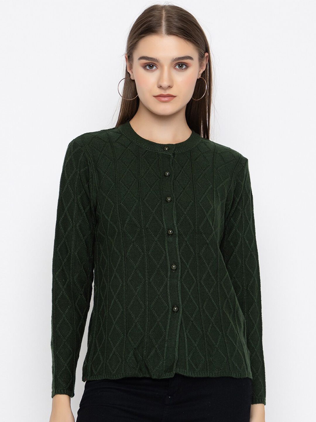 

Chemistry Self Design Woollen Cardigan Sweater, Green
