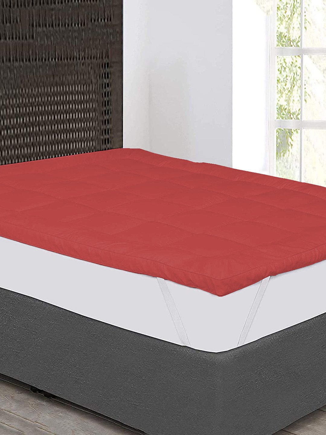 

Jaipur Linen Red Quilted Breathable Mattress Protector