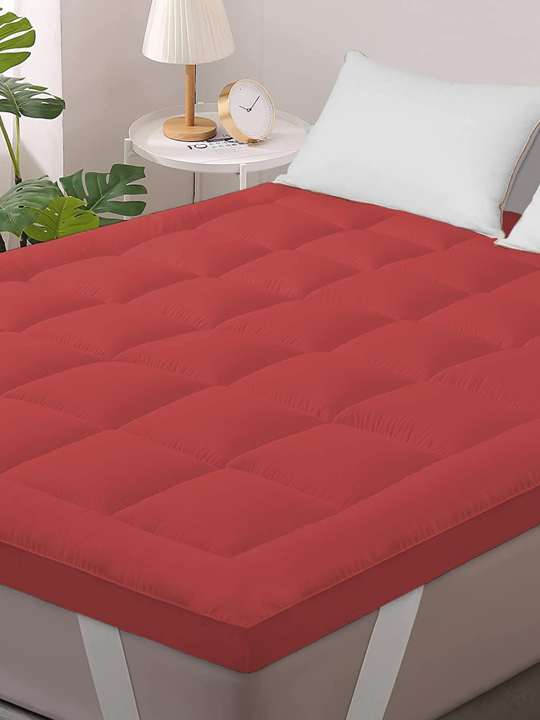 

Jaipur Linen Red Quilted Breathable Mattress Protector