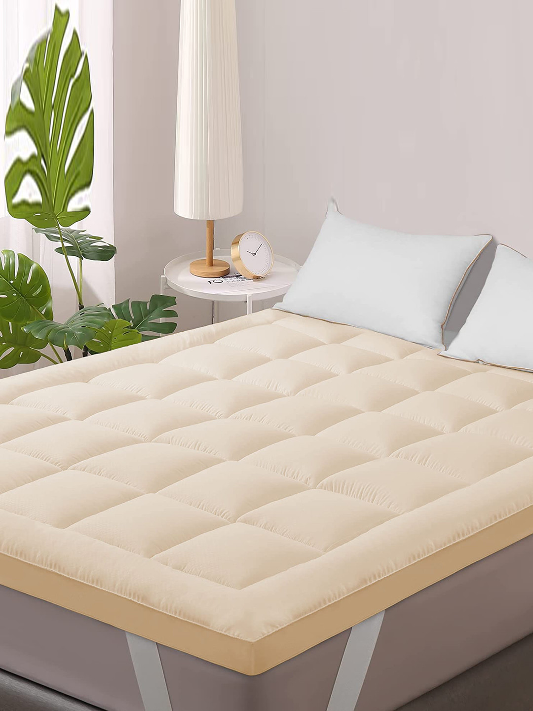 Jaipur Linen Beige Quilted Breathable Mattress Protector