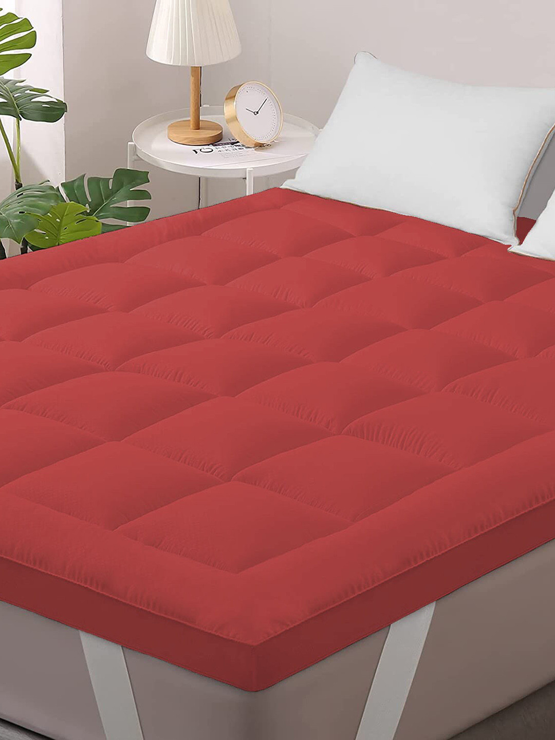 

Jaipur Linen Red Quilted Breathable Mattress Protector