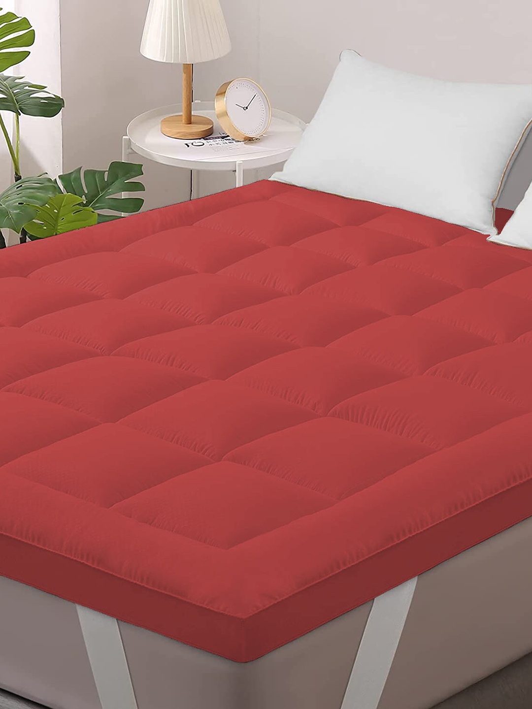 

Jaipur Linen Red Quilted Breathable Mattress Protector