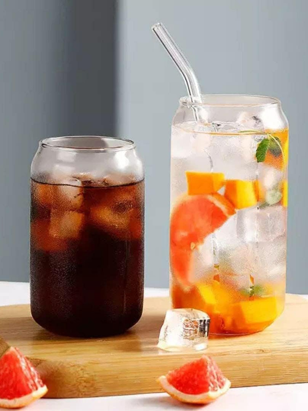 

1219 Avenue 4 Pcs Transparent Glass Tumbler with Straw - 510 ML Each
