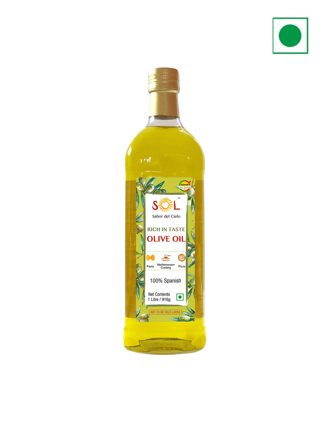 

Sol 100% Spanish Olive Oil Glass Bottle 1L, White