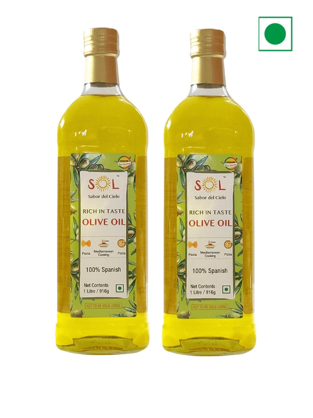 

Sol Set Of 2 100% Spanish Olive Oil Glass Bottle 2L, White