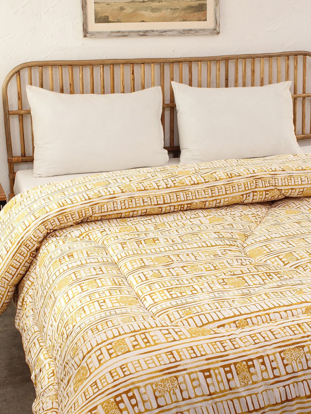 

House This Sanchi Yellow Geometric Heavy Winter 350 GSM Single Bed Comforter