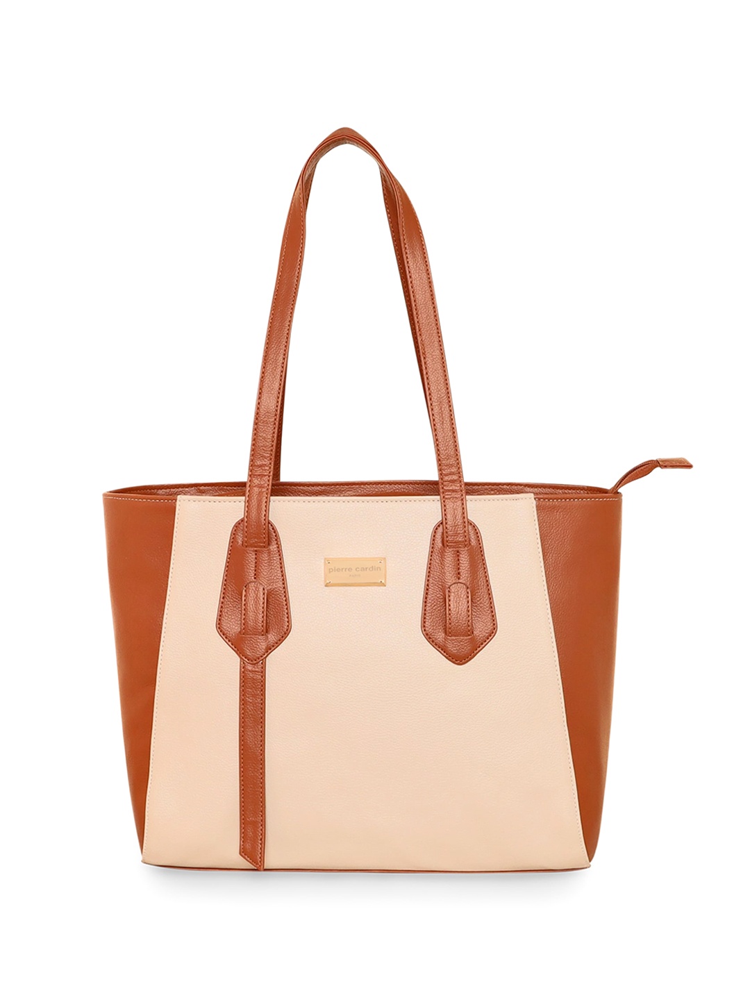 

pierre cardin Colourblocked Structured Shoulder Bag, Beige