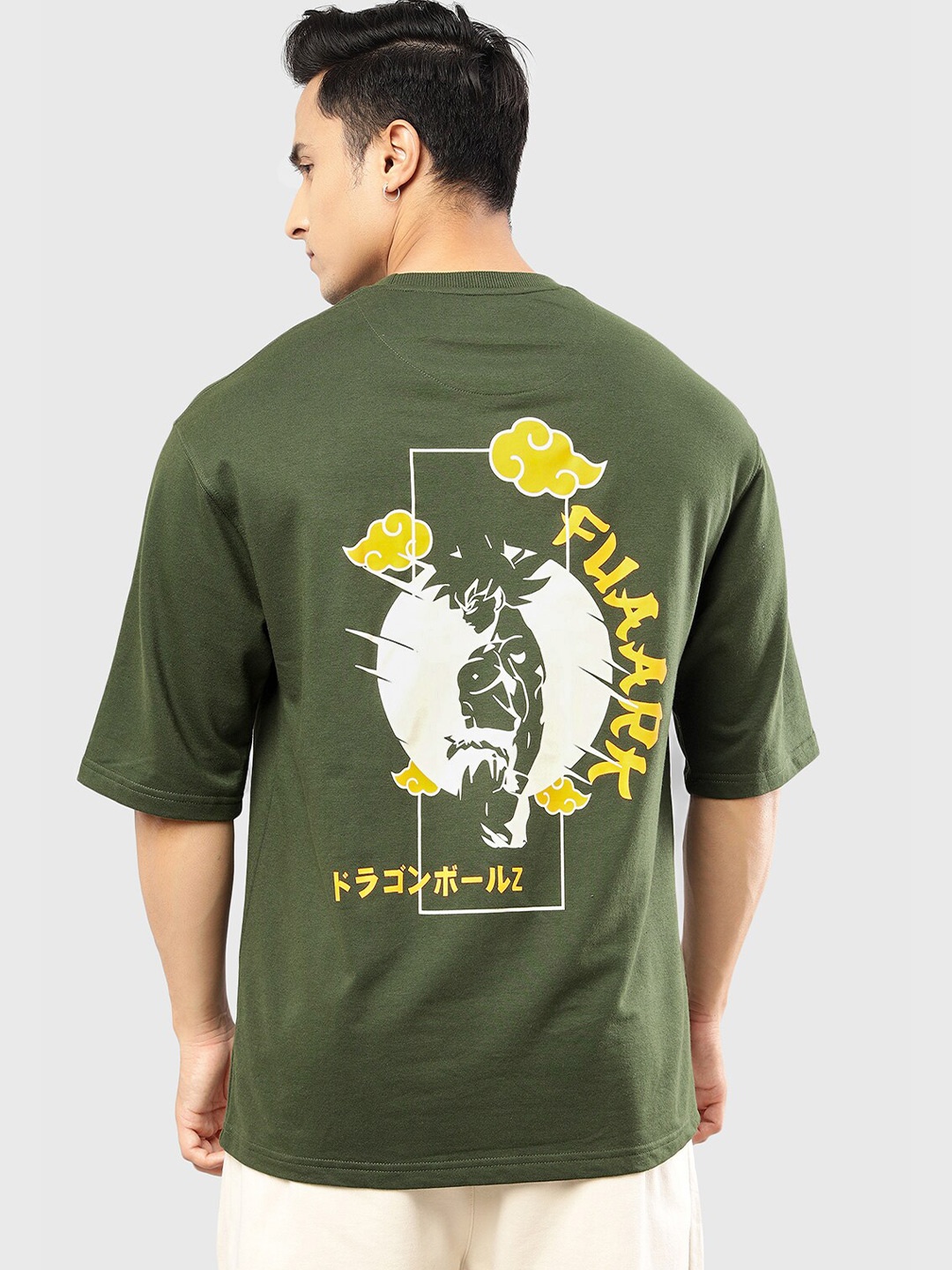 

FUAARK Anime Printed Moisture Wicking Oversized T-shirt, Olive