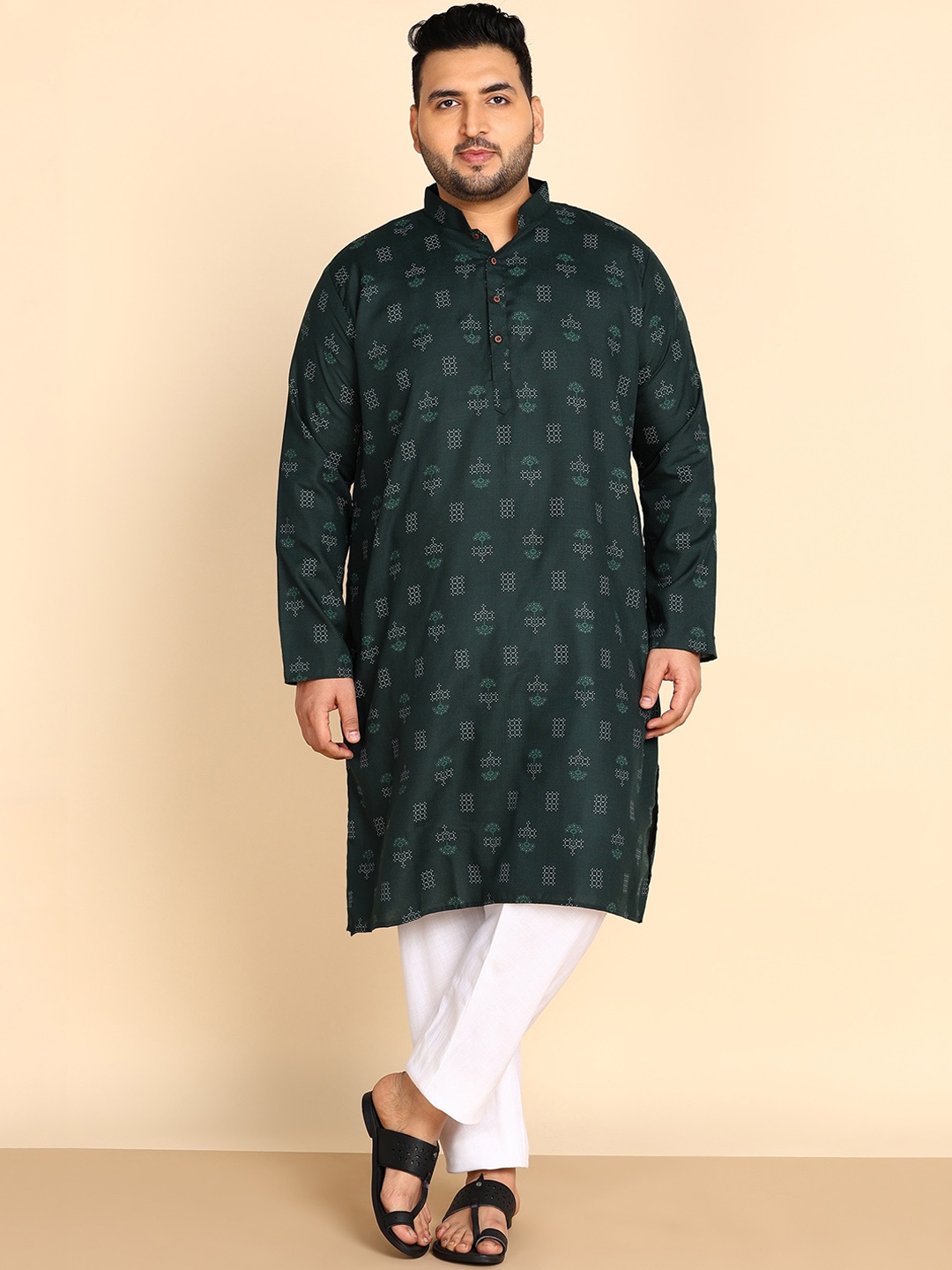 

Sztori Plus Size Ethnic motifs Printed Straight Kurta, Green