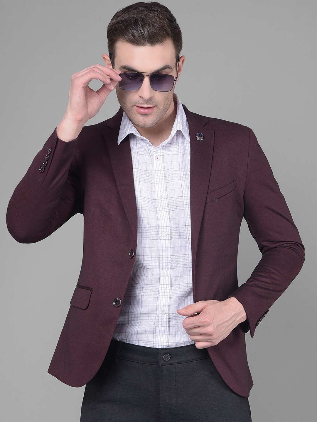 

Crimsoune Club Notched Lapel Single Breasted Blazers, Red