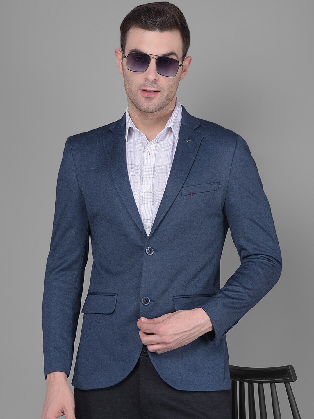 

Crimsoune Club Notched Lapel Single Breasted Blazers, Navy blue