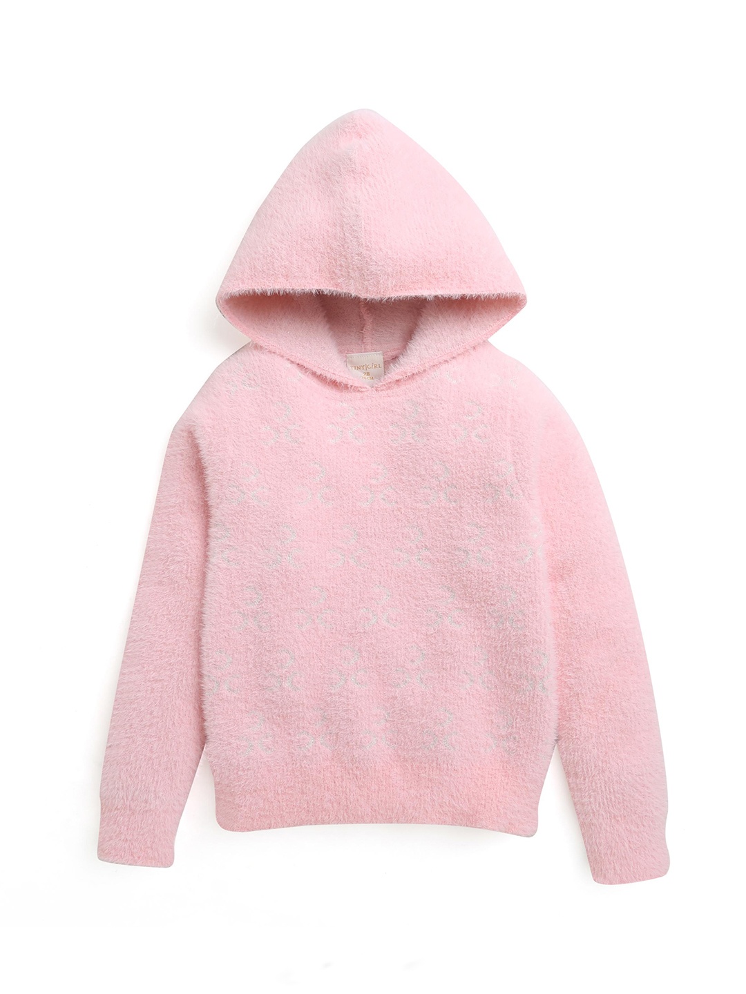 

Tiny Girl Self Design Hooded Pullover, Pink