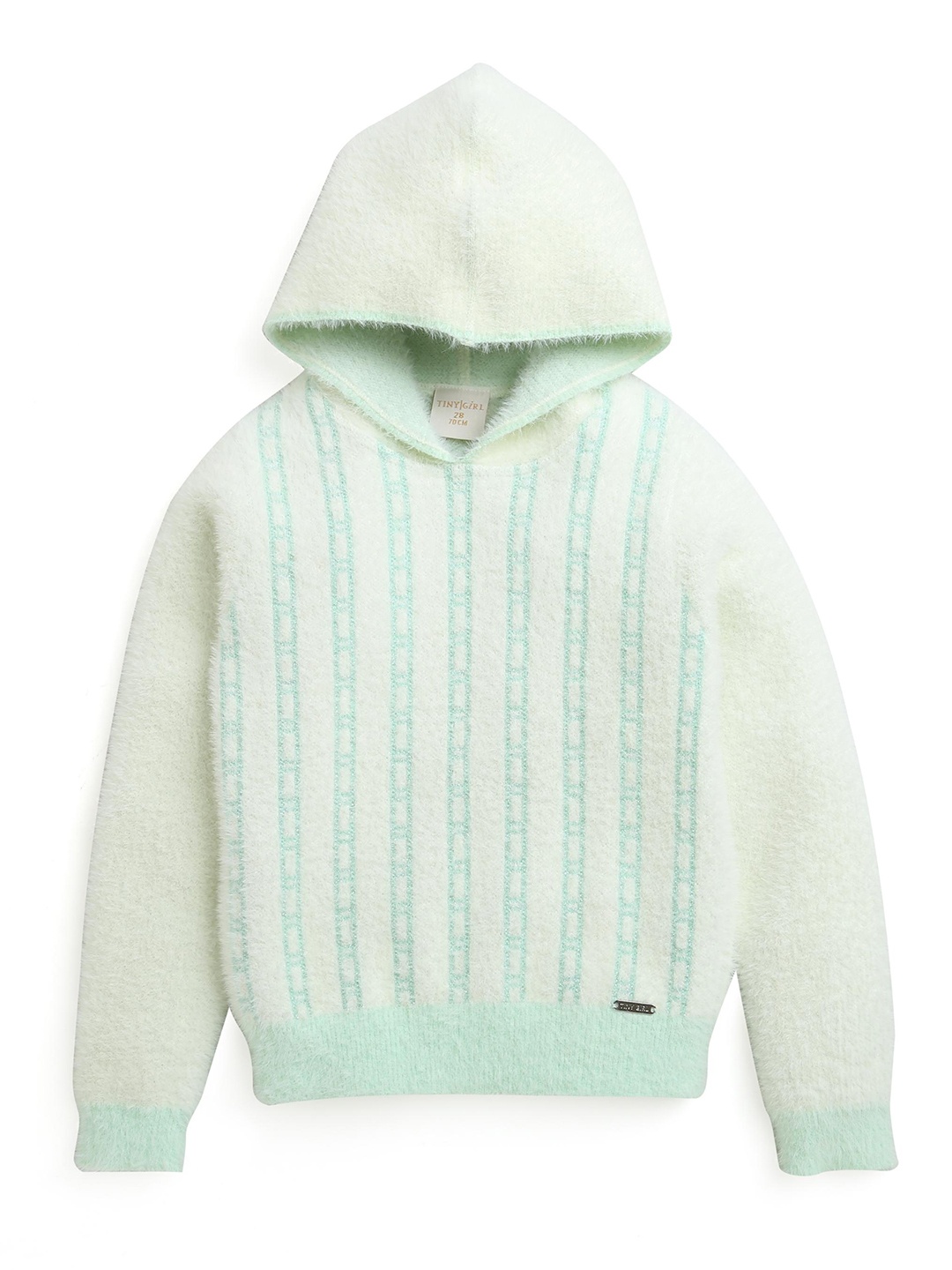 

Tiny Girl Self Design Hooded Pullover, Green