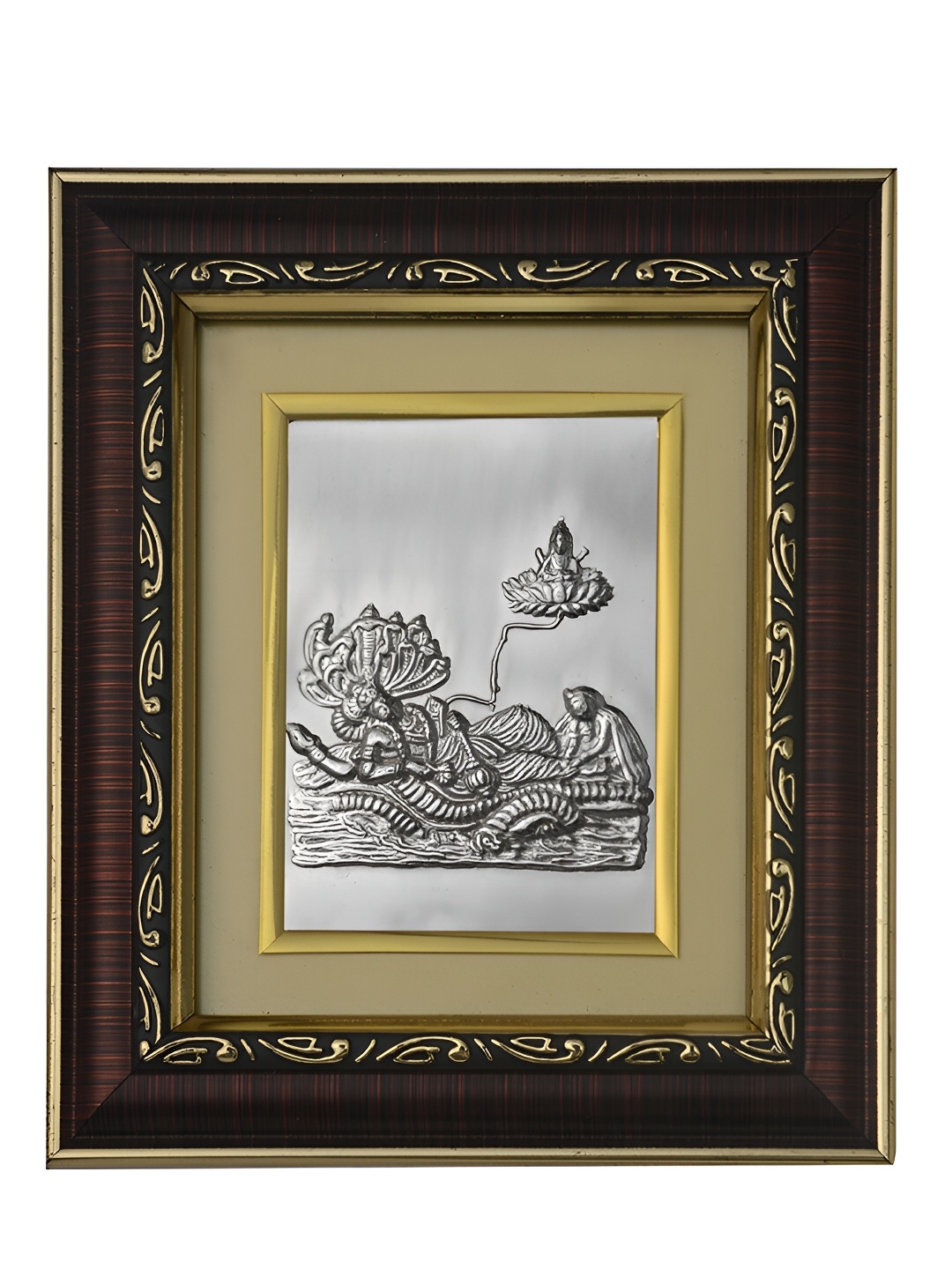 

Pray Everyday Silver-Plated & Brown Laxmi Vishnu Ji MDF Wall Photo Frame