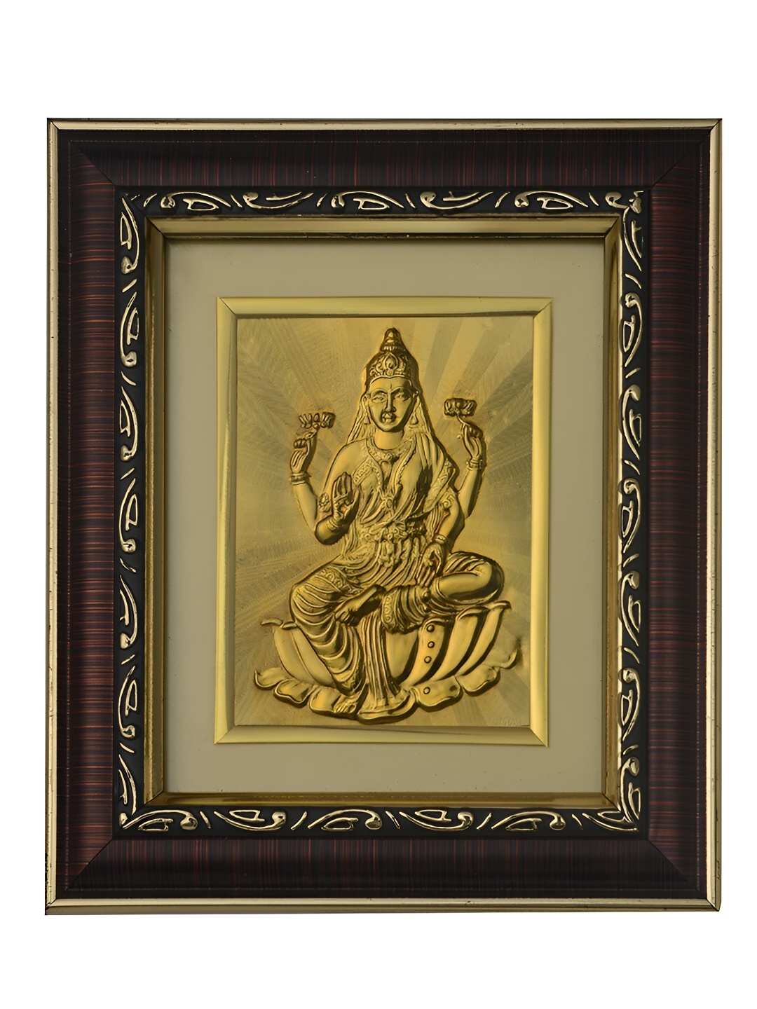 

Pray Everyday Brown & Gold Plated Lakshmi Mata Self Design Wall Photo Frame