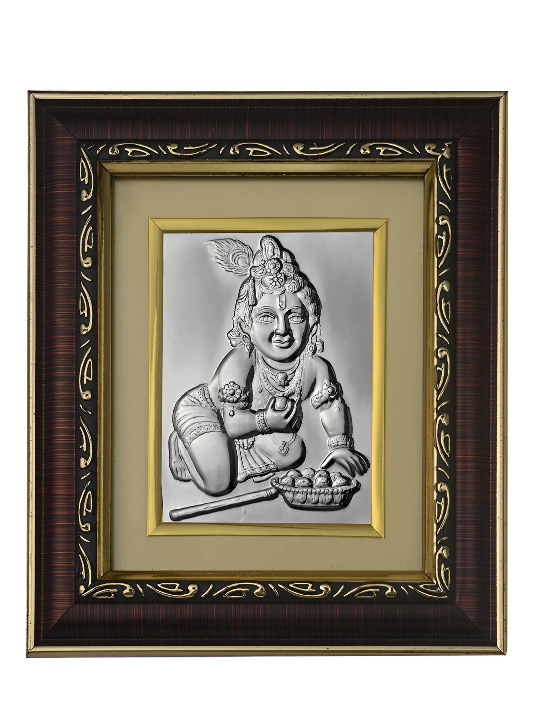 

Pray Everyday SilverToned and Grey Ladoo Gopal Ji Photo Frame, Silver