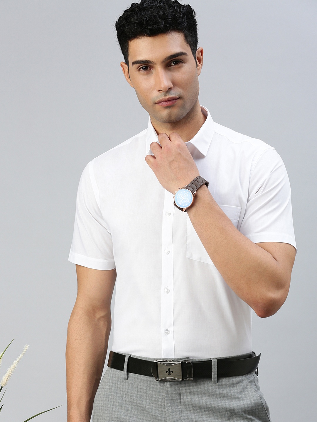 

Ramraj Classic Short Sleeves Pure Cotton Ethnic Shirt, White