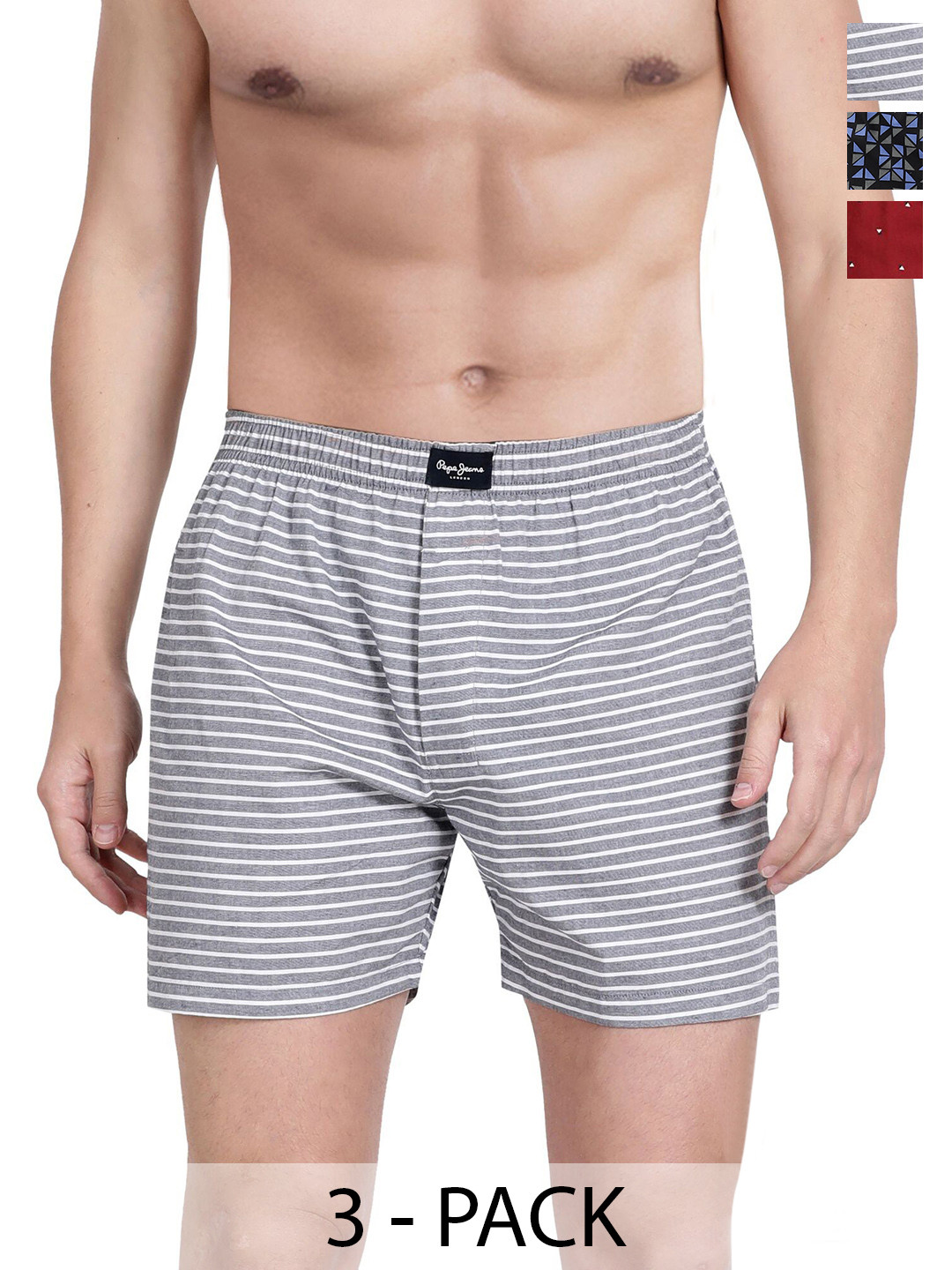 

Pepe Jeans Pack Of 3 Printed Pure Cotton Boxers 14179402-1-18691214-1-17871504-1, Grey