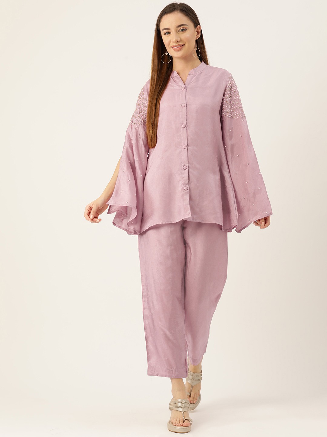 

Simaaya Women Floral Embellished Tunic with Trousers, Pink