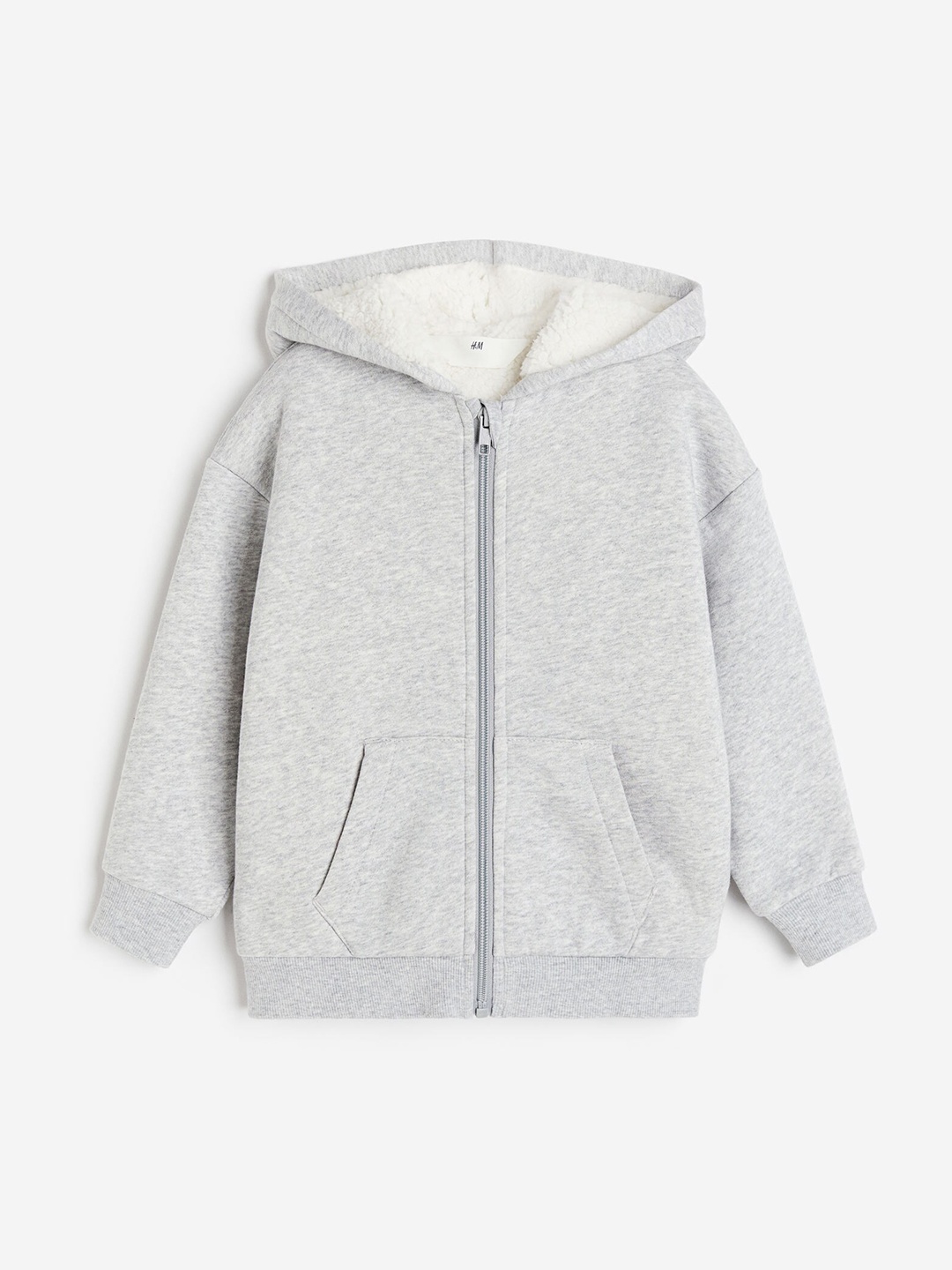 

H&M Girls Lined Zip-through Hoodie, Grey