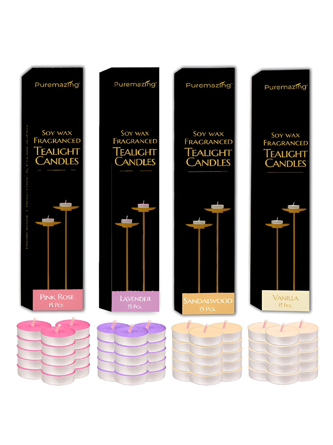 

Imvelo Green your hygiene Cream & Pink 60 Pieces Lavendar Tea Light Candles, White