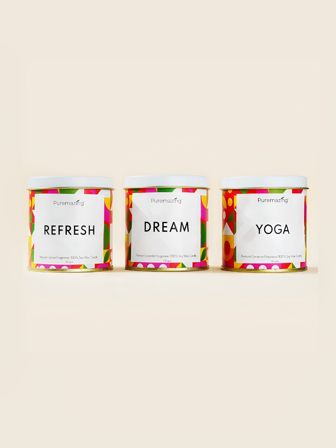 

Imvelo Green your hygiene White 3 Pieces Lemon Lavendar & Cinnamon Scented Jar Candles