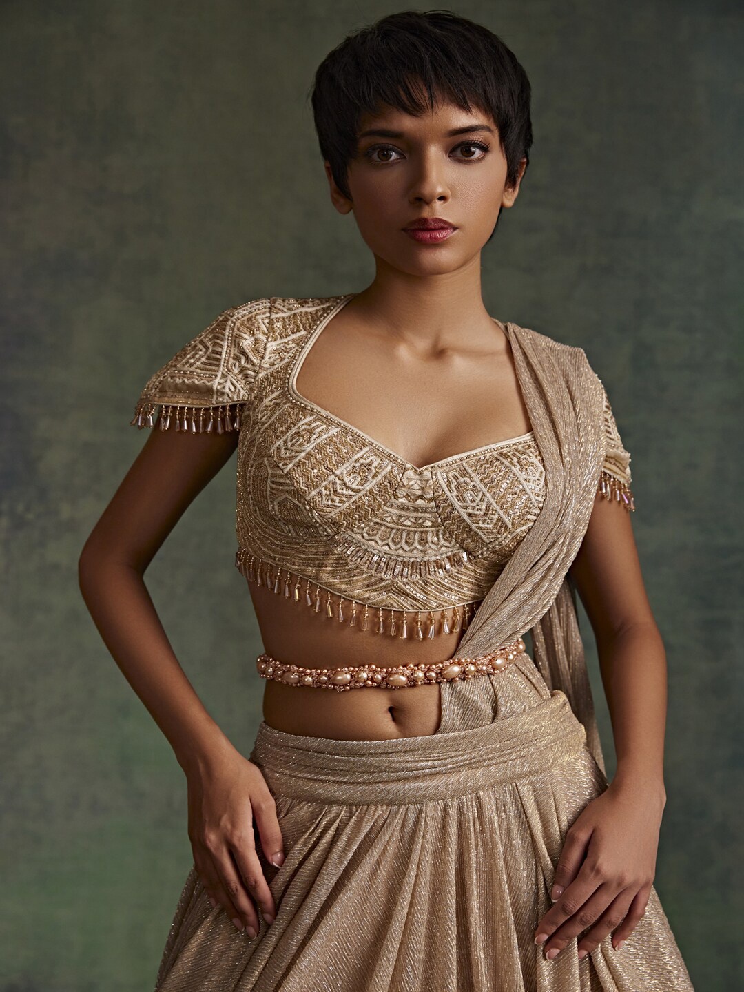 

Tarun Tahiliani Stone-Studded & Pearl-Beaded Kamarbandh, Rose