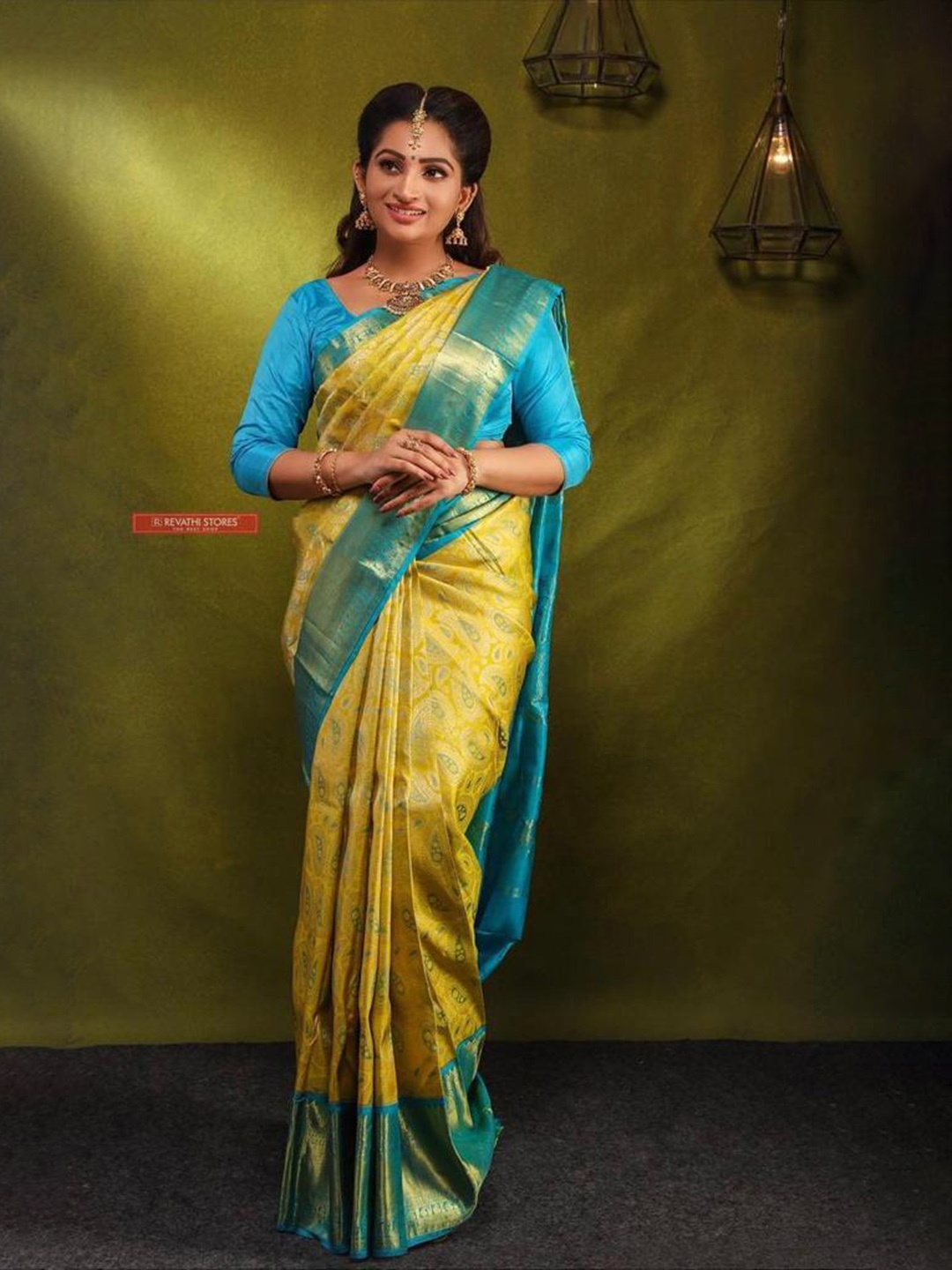 

TIEXA Ethnic Motifs Pure Silk Banarasi Saree, Yellow